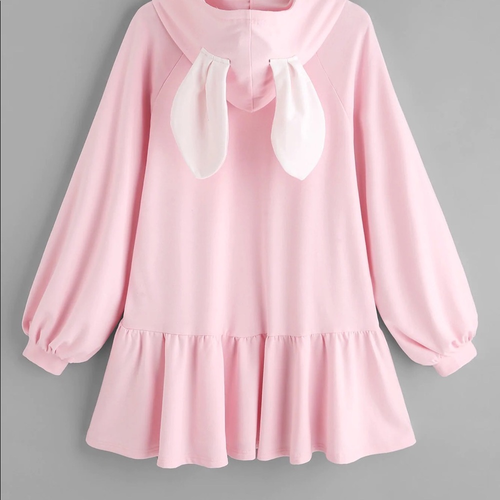 DRAWSTRINGS HOODIE RABBIT DRESS.
